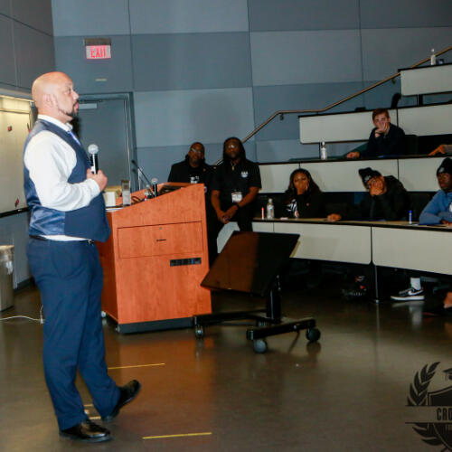 Curtis Brooks Speaking in Auditorium